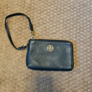 Tory Burch black leather wristlet